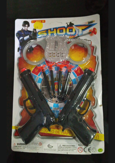 JUGUETE 2PISTOLAS - MANILLA - 4 DARDOS SHOOT